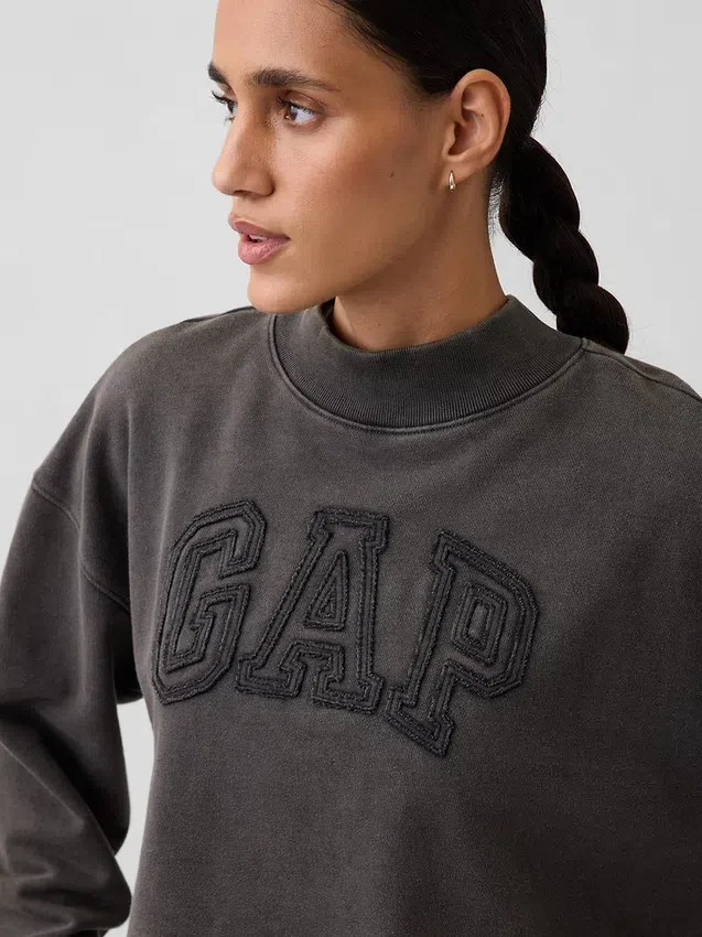 Sweat-shirt oversize à col montant en molleton épais