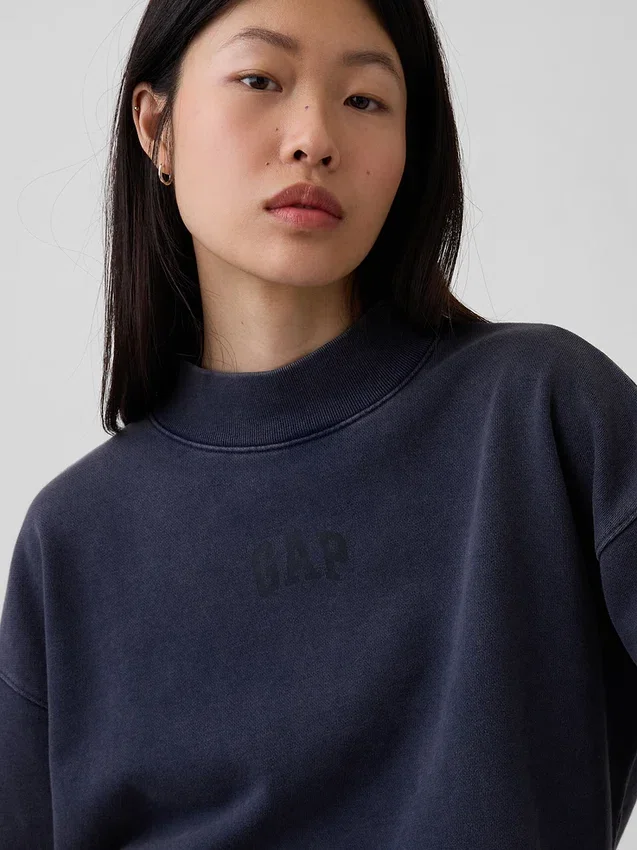 Sweat-shirt oversize à col montant en molleton épais