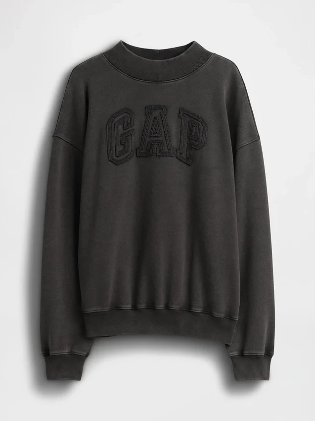 Sweat-shirt oversize à col montant en molleton épais