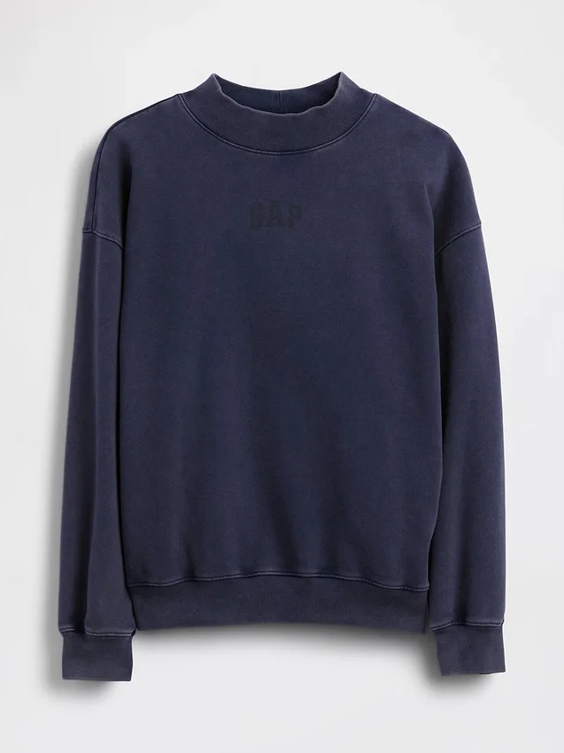 Sweat-shirt oversize à col montant en molleton épais