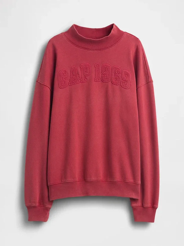 Sweat-shirt oversize à col montant en molleton épais