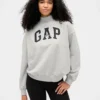 Sweat-shirt oversize à col montant en molleton épais avec logo