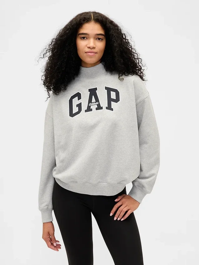 Sweat-shirt oversize à col montant en molleton épais avec logo