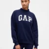 Sweat-shirt oversize à col montant en molleton épais avec logo