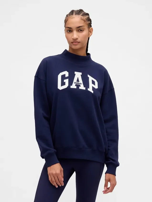 Sweat-shirt oversize à col montant en molleton épais avec logo
