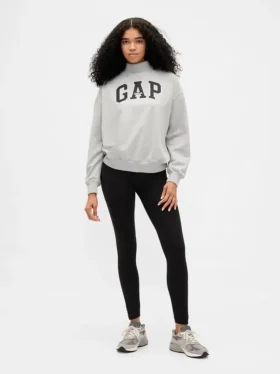 Sweat-shirt oversize à col montant en molleton épais avec logo