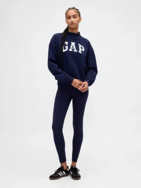 Sweat-shirt oversize à col montant en molleton épais avec logo