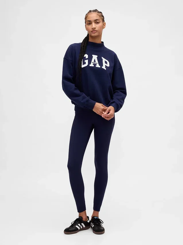 Sweat-shirt oversize à col montant en molleton épais avec logo