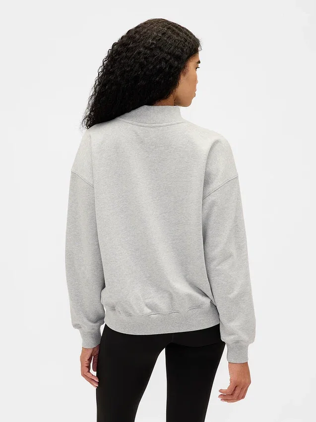 Sweat-shirt oversize à col montant en molleton épais avec logo