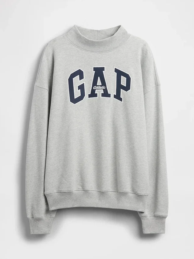 Sweat-shirt oversize à col montant en molleton épais avec logo