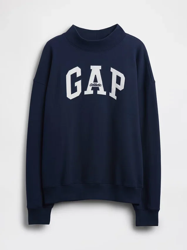Sweat-shirt oversize à col montant en molleton épais avec logo