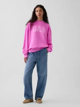 Sweat-shirt oversize à col montant et logo en tissu éponge Vintagesoft