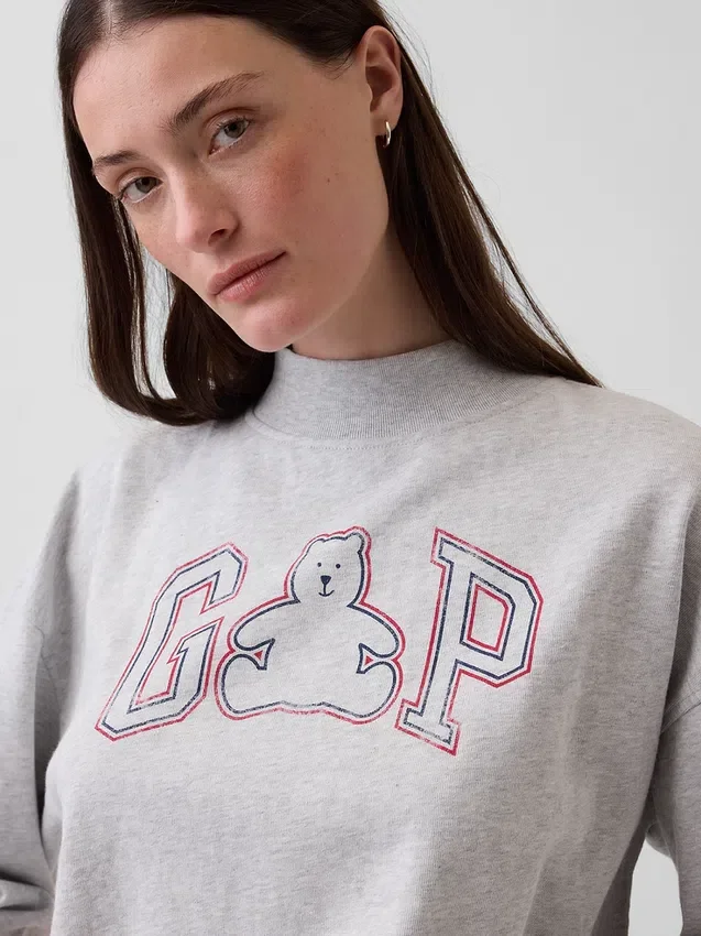 Sweat-shirt oversize à col montant et logo en tissu éponge Vintagesoft