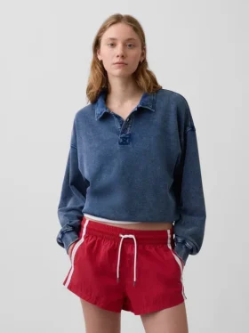 Sweat-shirt polo oversize en tissu éponge Vintagesoft