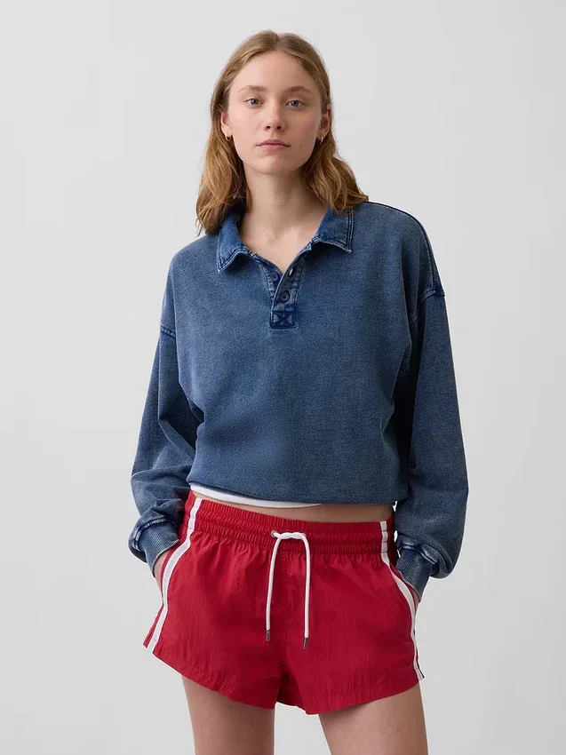 Sweat-shirt polo oversize en tissu éponge Vintagesoft