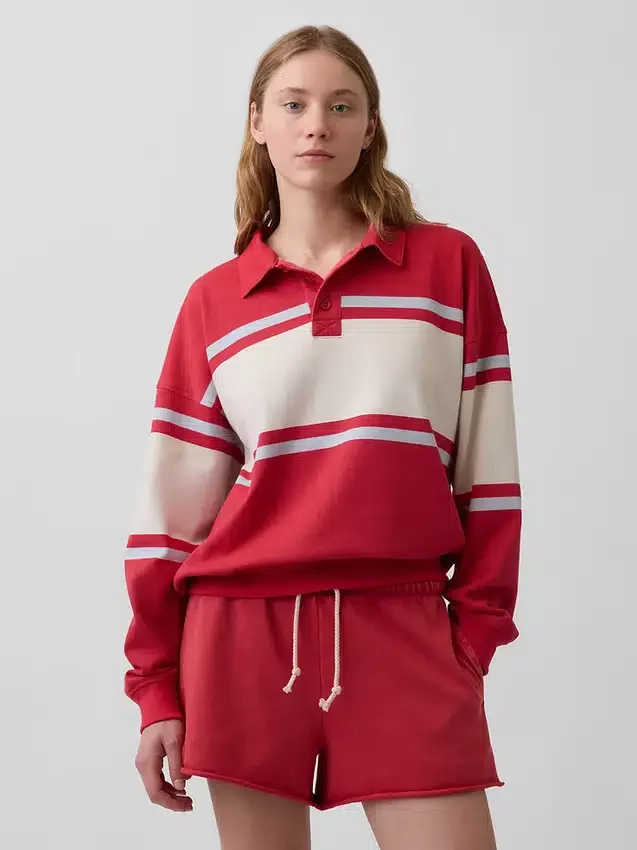Sweat-shirt polo oversize en tissu éponge Vintagesoft