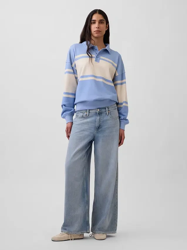 Sweat-shirt polo oversize en tissu éponge Vintagesoft