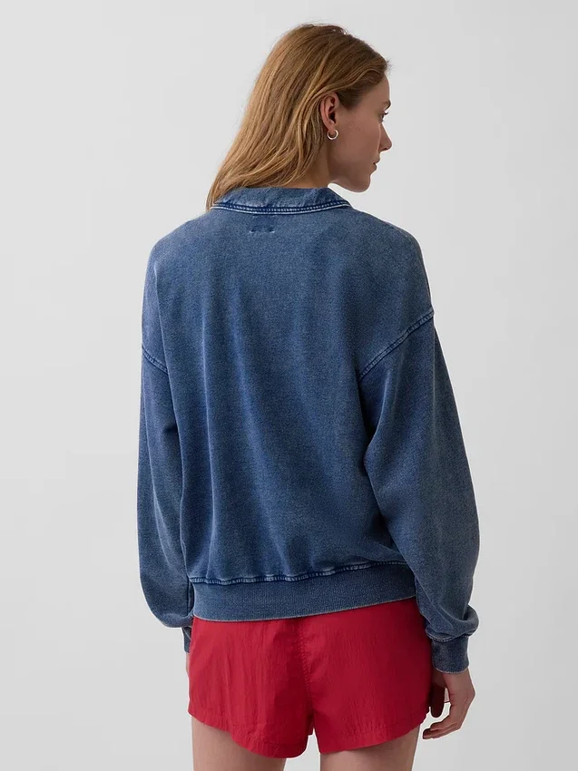 Sweat-shirt polo oversize en tissu éponge Vintagesoft