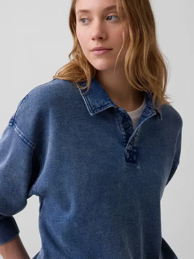 Sweat-shirt polo oversize en tissu éponge Vintagesoft