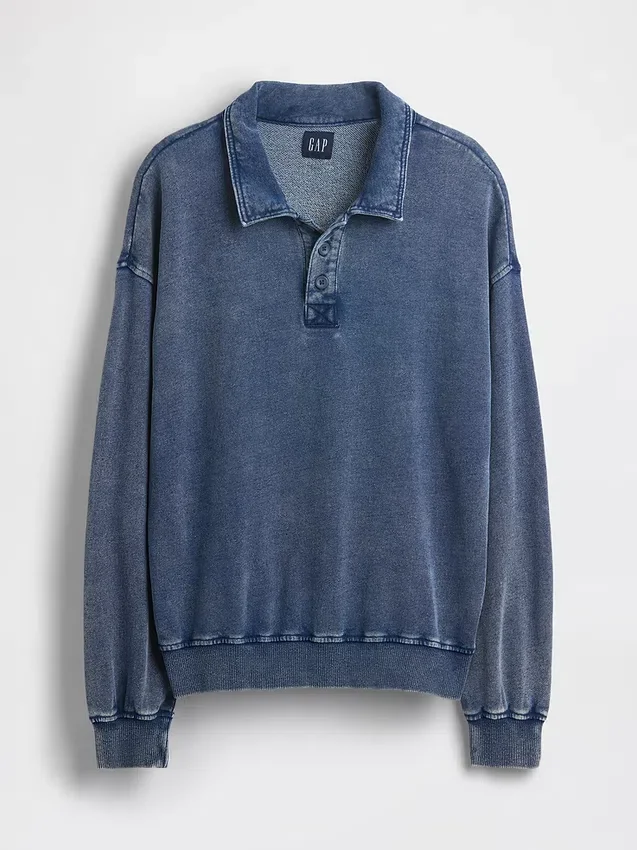 Sweat-shirt polo oversize en tissu éponge Vintagesoft
