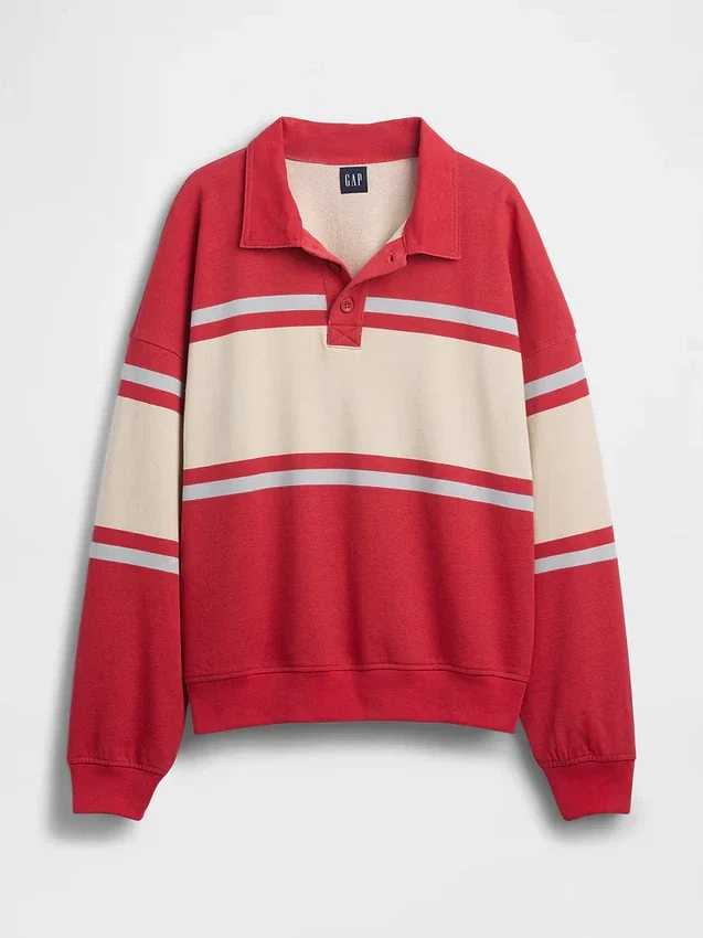 Sweat-shirt polo oversize en tissu éponge Vintagesoft