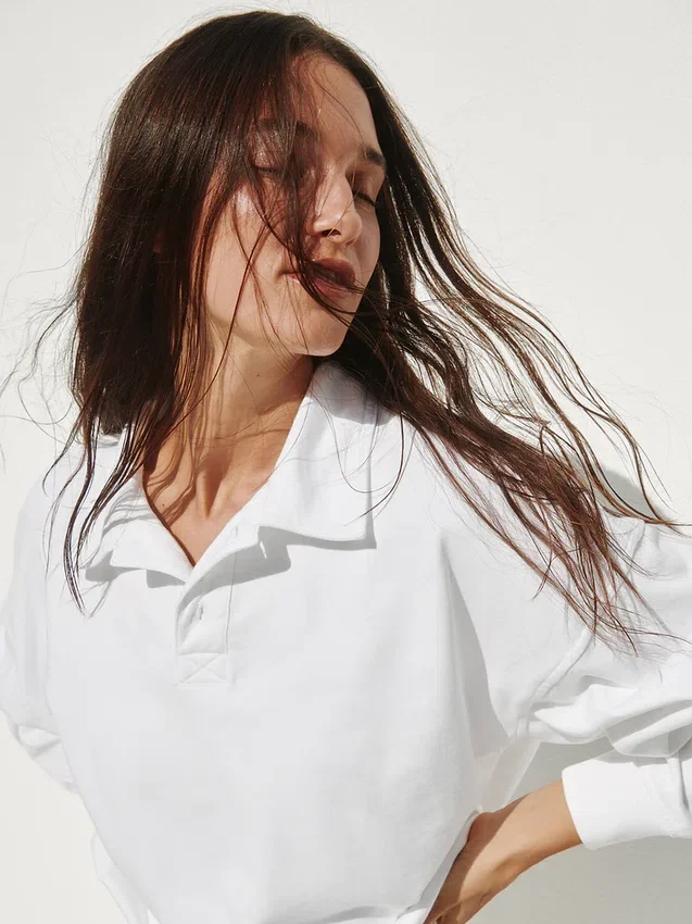 Sweat-shirt polo oversize en tissu éponge Vintagesoft