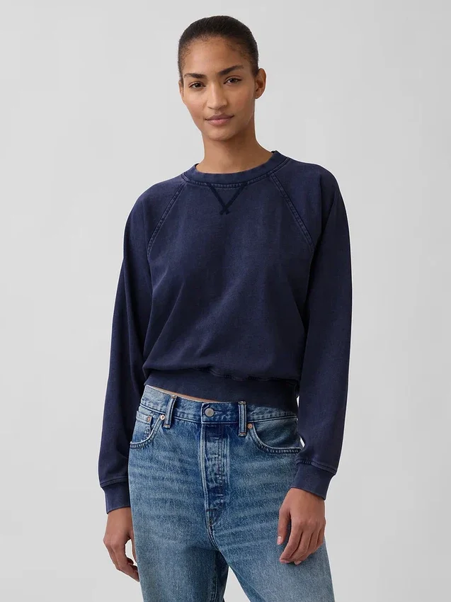 Sweat-shirt raglan en tissu éponge Vintagesoft