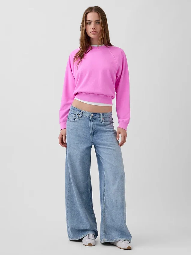 Sweat-shirt raglan en tissu éponge Vintagesoft
