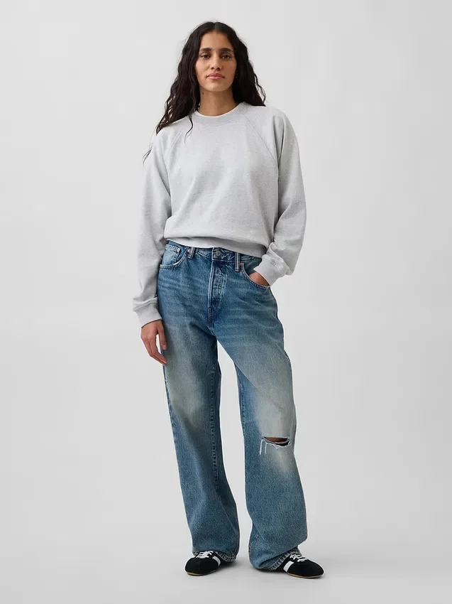 Sweat-shirt raglan en tissu éponge Vintagesoft
