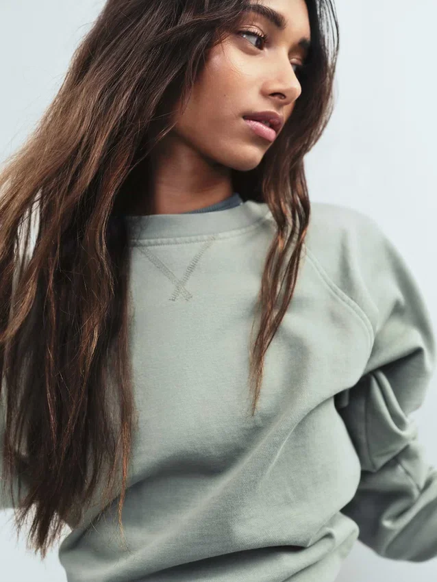 Sweat-shirt raglan en tissu éponge Vintagesoft