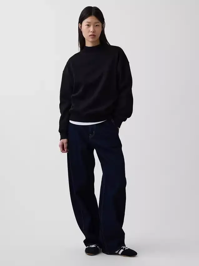 Sweat-shirt tunique oversize à col montant Vintagesoft