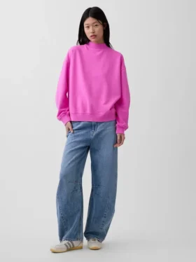 Sweat-shirt tunique oversize à col montant Vintagesoft