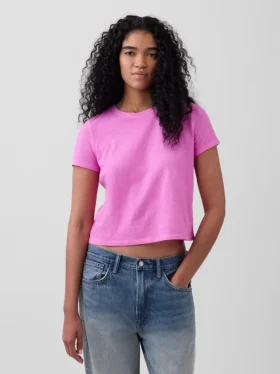 T-shirt 100 % coton à l'effet rétréci authentique