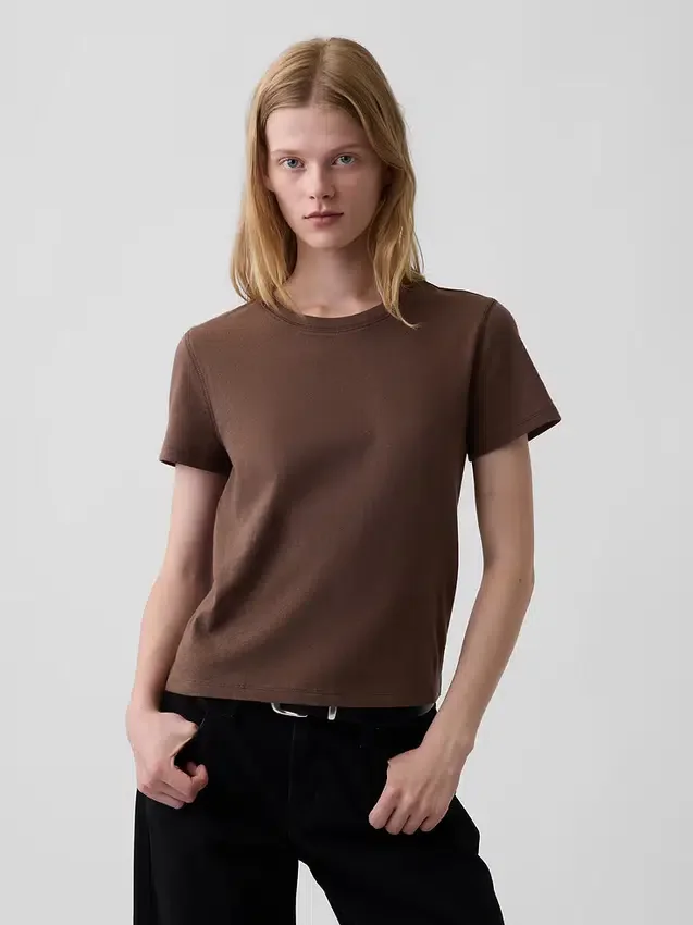 T-shirt 100 % coton à l'effet rétréci authentique