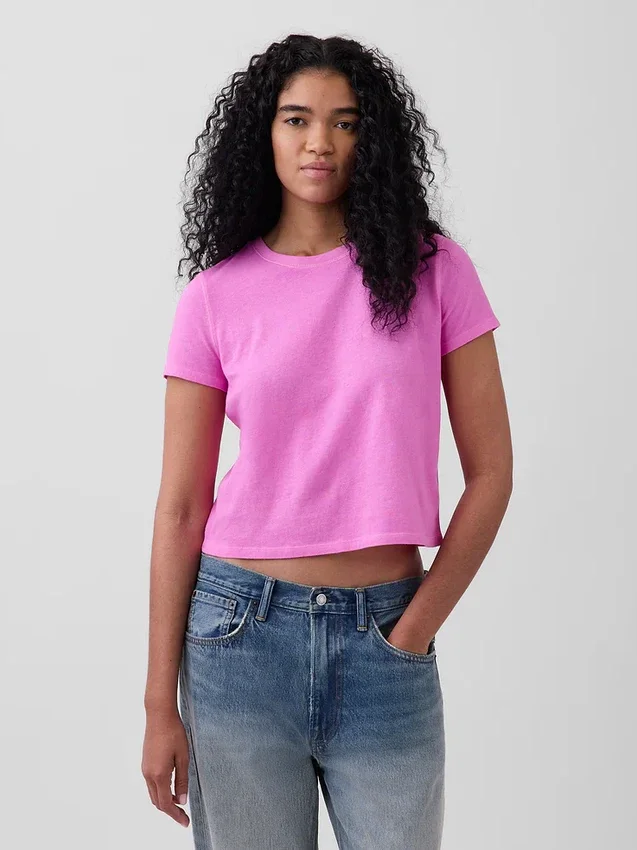T-shirt 100 % coton à l'effet rétréci authentique