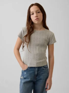 T-shirt ajusté à côtes multicolores pour enfants