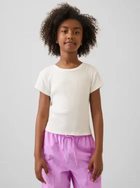 T-shirt ajusté à côtes multicolores pour enfants