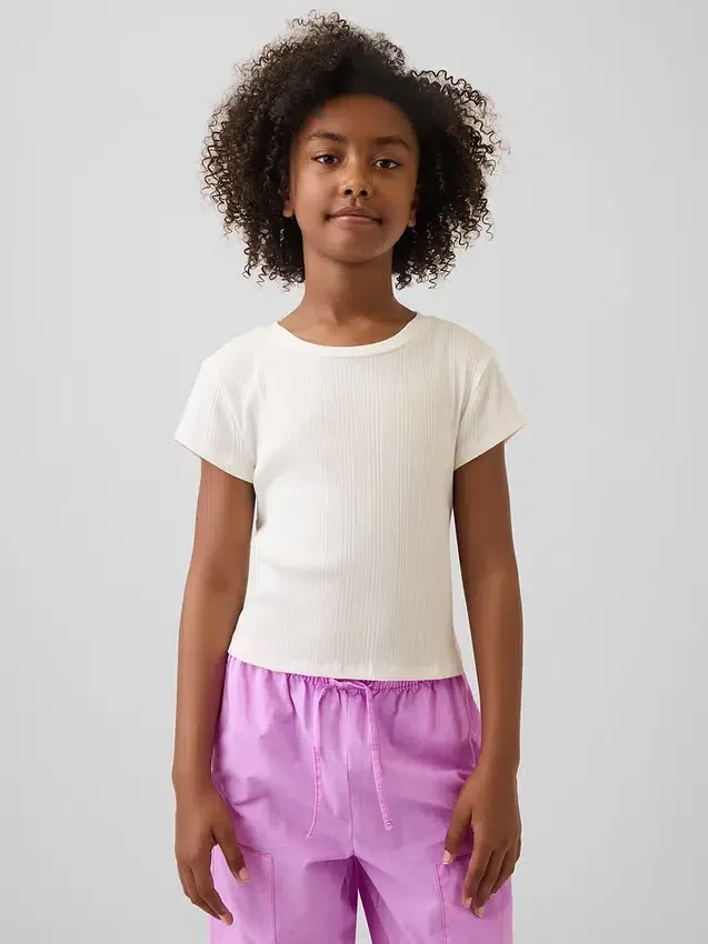 T-shirt ajusté à côtes multicolores pour enfants
