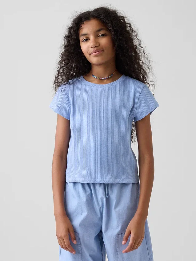 T-shirt ajusté à côtes multicolores pour enfants
