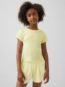 T-shirt ajusté à côtes multicolores pour enfants