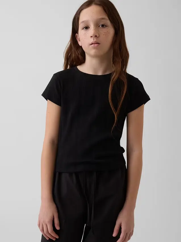 T-shirt ajusté à côtes multicolores pour enfants