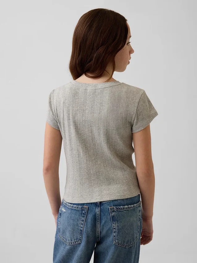 T-shirt ajusté à côtes multicolores pour enfants
