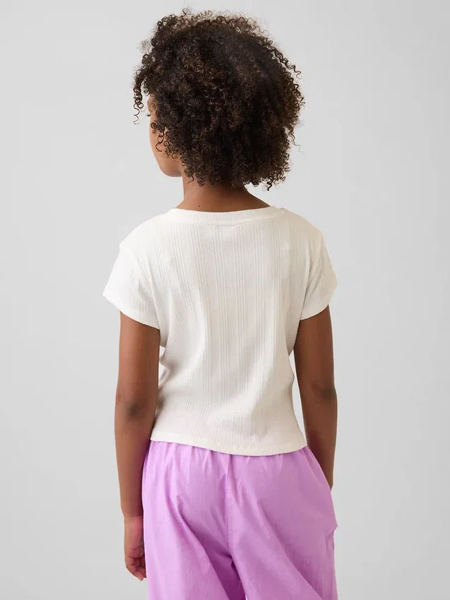 T-shirt ajusté à côtes multicolores pour enfants