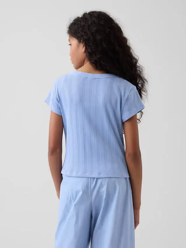 T-shirt ajusté à côtes multicolores pour enfants