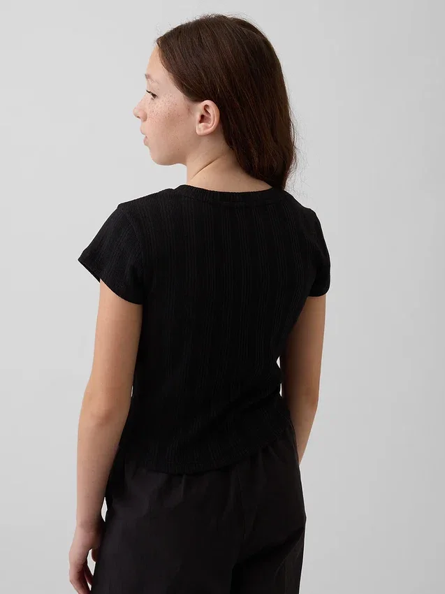 T-shirt ajusté à côtes multicolores pour enfants