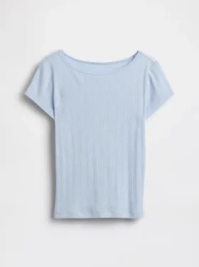 T-shirt ajusté en maille pointelle à côtes pour enfant