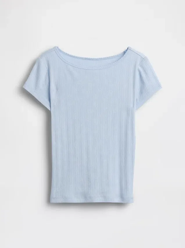 T-shirt ajusté en maille pointelle à côtes pour enfant