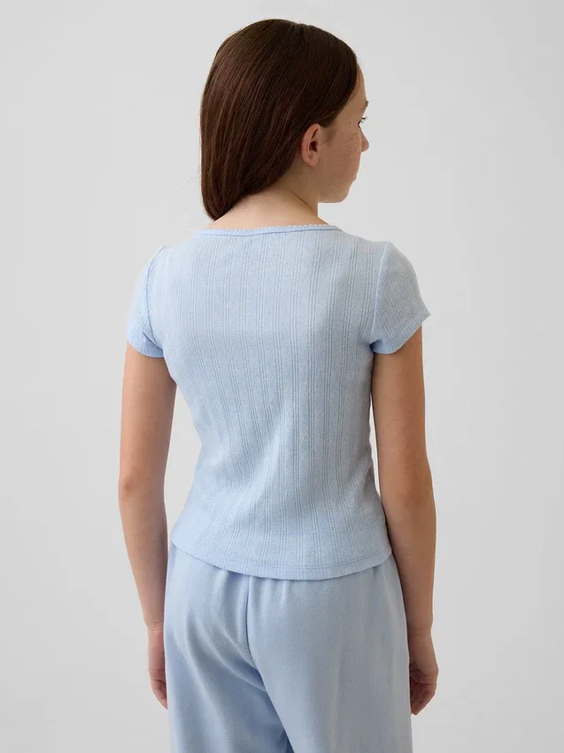 T-shirt ajusté en maille pointelle à côtes pour enfant