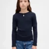 T-shirt ajusté pour enfant avec nœud et encolure en forme de trou de serrure