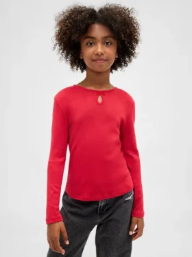 T-shirt ajusté pour enfant avec nœud et encolure en forme de trou de serrure